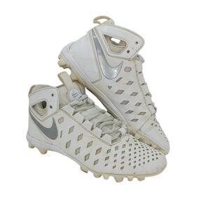 Nike Huarache Boy's Pre-owned White & Silver Baseball Cleats - sz. 4Y WOW!!